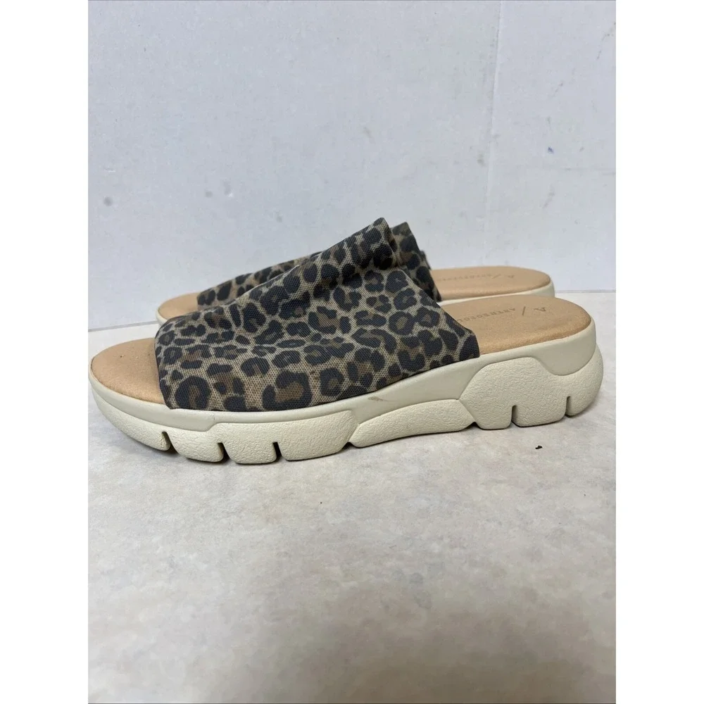 Anthropologie Platform Slides Cady Sport Animal Print Size 8